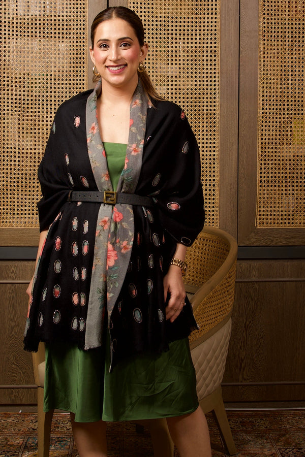 Reversible Twist | Embroidered Wool Silk Stole