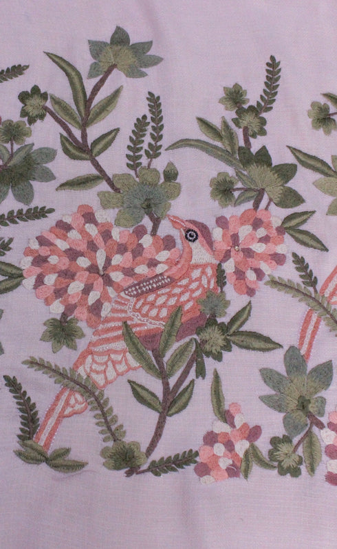 Birds of a Feather | Embroidered Wool Silk Stole