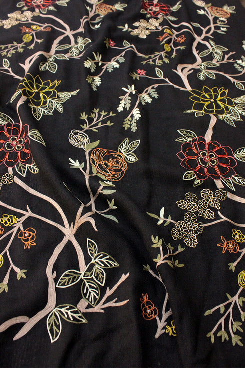 Let It Bloom | Embroidered Pure Cashmere Stole