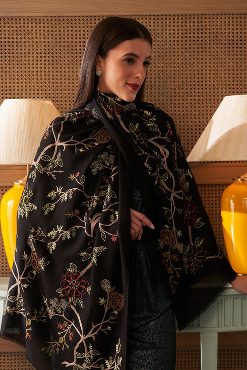 Let It Bloom | Embroidered Pure Cashmere Stole