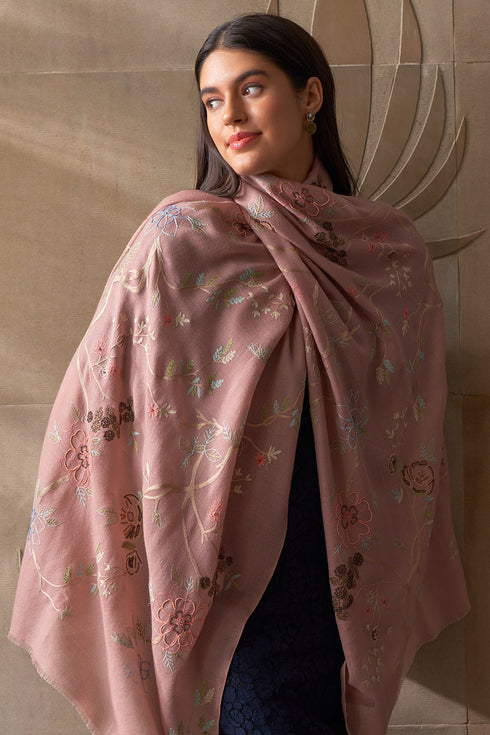 Let It Bloom | Embroidered Pure Cashmere Stole