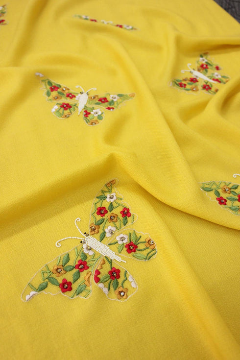 Flirty Flutter | Embroidered Fine Merino Wool Stole