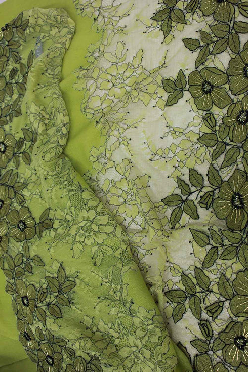 Floral Inset | Embroidered Fine Merino Wool Stole