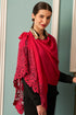 Floral Inset | Embroidered Fine Merino Wool Stole
