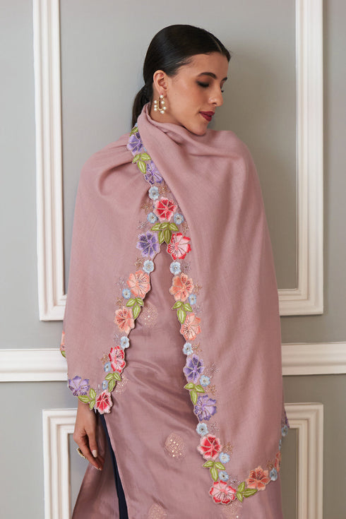 Floral Sprinkle | Embroidered Wool Silk Stole