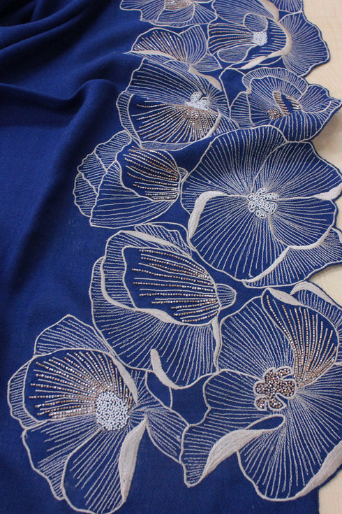 Poppy Affair | Embroidered Wool Silk Stole
