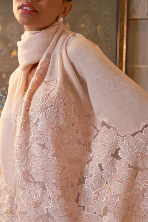 A Rose Dream | Embroidered Wool Silk Stole