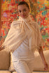Leafy Sparkle | Embroidered Wool Silk Stole