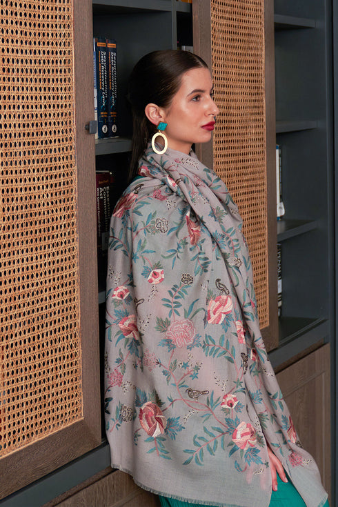 Magical Beings | Embroidered Pure Cashmere Stole