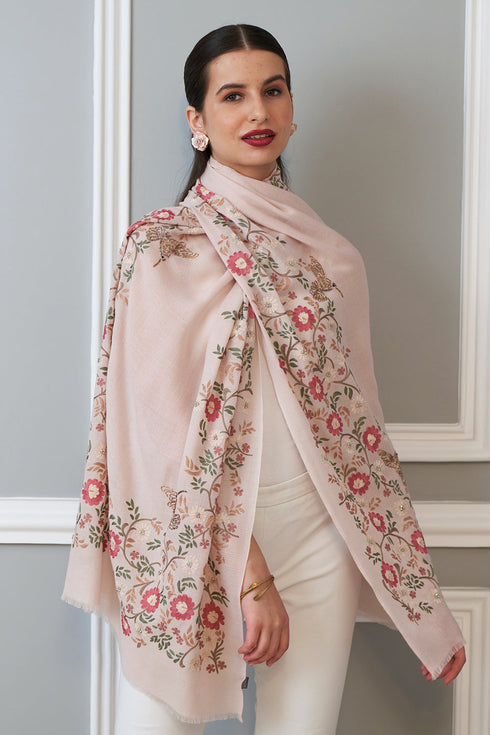 Golden Angels | Embroidered Pure Cashmere Stole