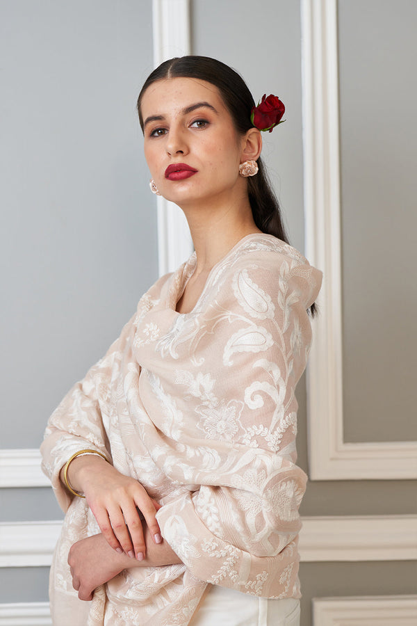 The Majestic Paisley | Embroidered Pure Cashmere Shawl