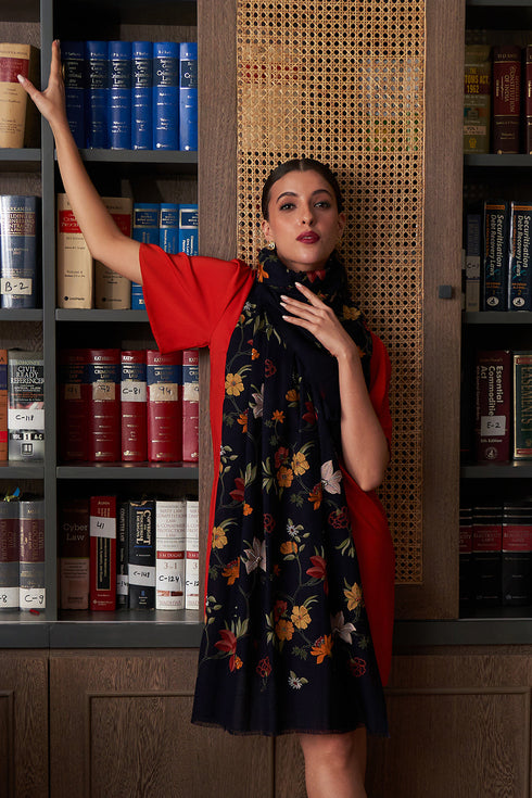 Floral Medley | Embroidered Pure Cashmere Stole