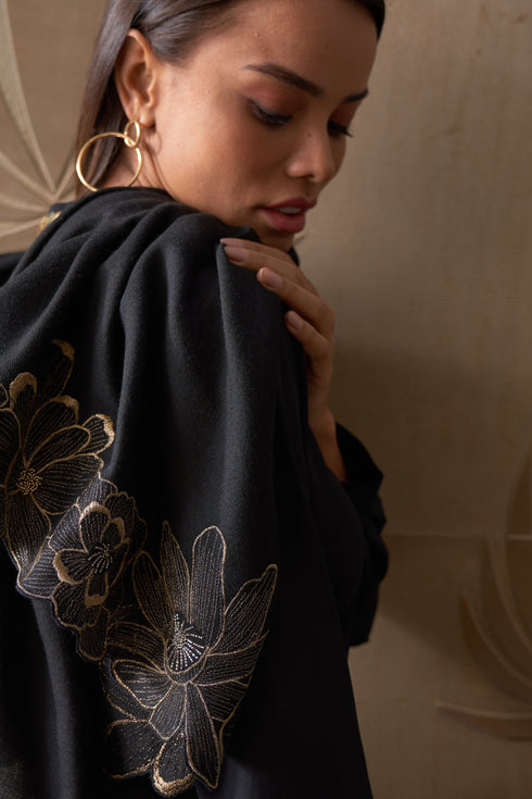 Magnolia Bloom | Embroidered Wool Silk Stole