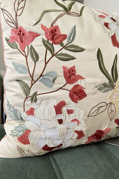 Bougainville Whisper | Embroidered Cushion Cover