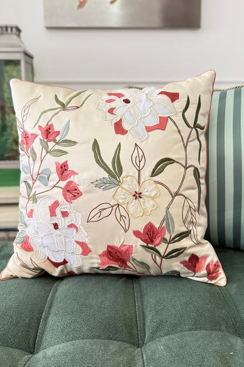 Bougainville Whisper | Embroidered Cushion Cover