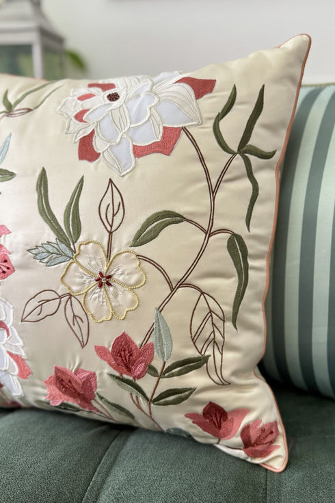 Bougainville Whisper | Embroidered Cushion Cover