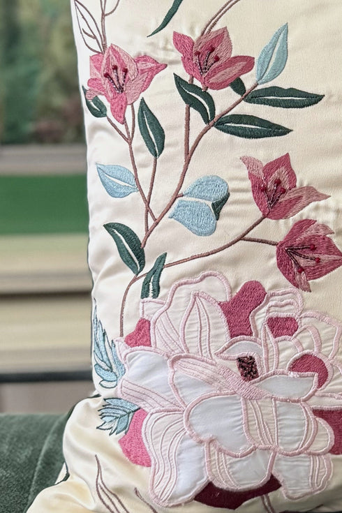 Bougainville Whisper | Embroidered Cushion Cover