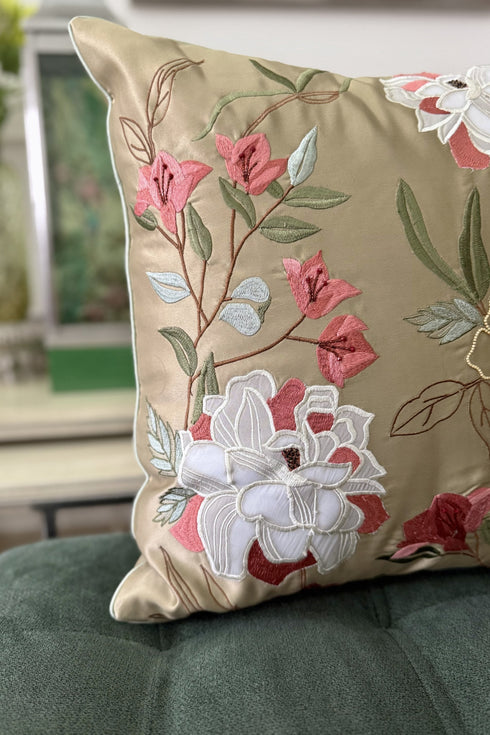 Bougainville Whisper | Embroidered Cushion Cover