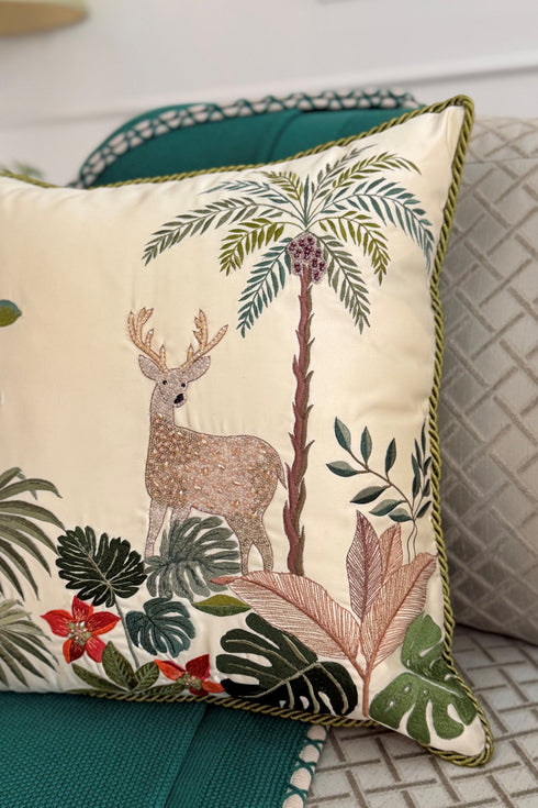 The Antlere's Oasis Gala | Embroidered Cushion Cover