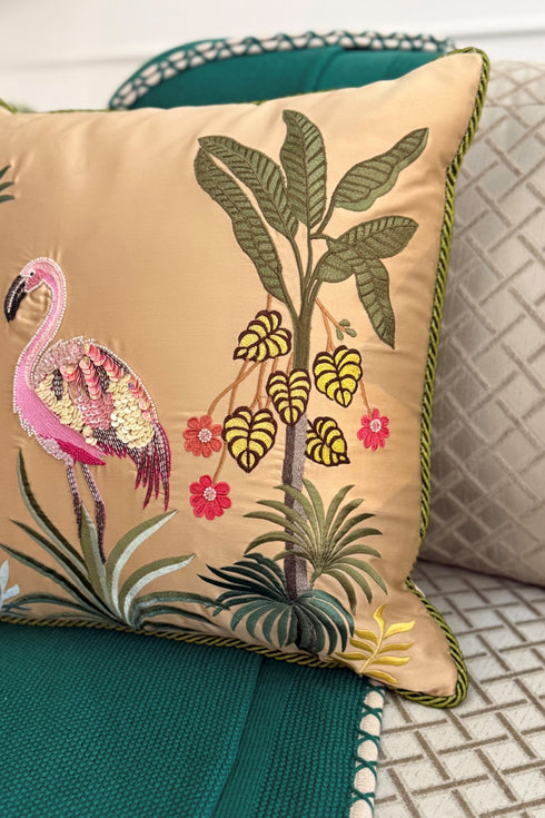 Sunkissed Plumage | Embroidered Cushion Cover