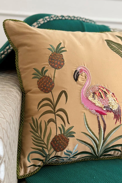 Sunkissed Plumage | Embroidered Cushion Cover