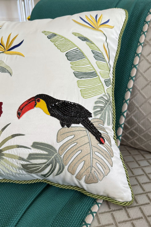 The Toucans Gala | Embroidered Cushion Cover