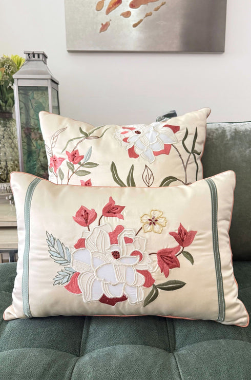 Bougainvillea Accent | Embroidered Cushion Cover