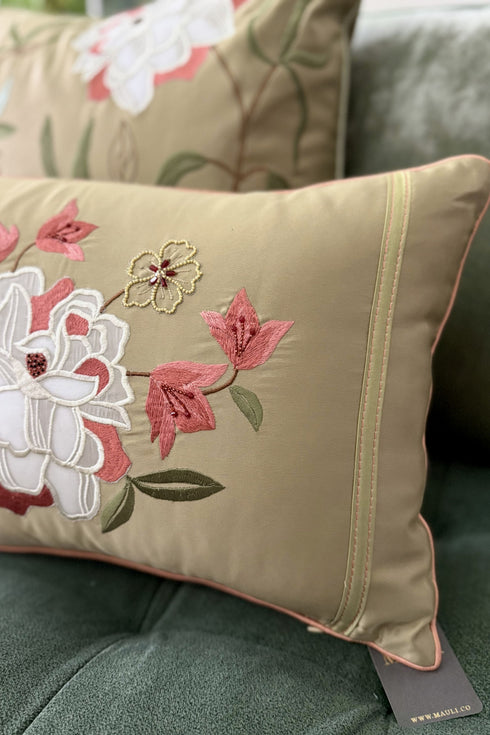 Bougainvillea Accent | Embroidered Cushion Cover