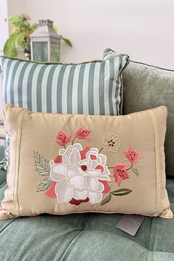 Bougainvillea Accent | Embroidered Cushion Cover