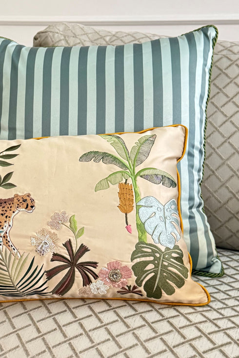 The Savannah Leopard | Embroidered Cushion Cover
