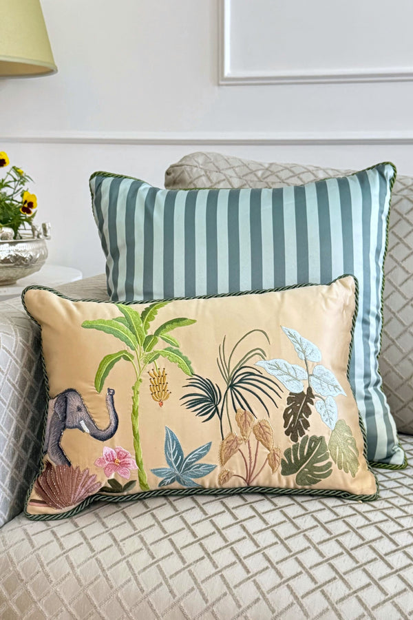 The Savannah Tusker | Embroidered Cushion Cover