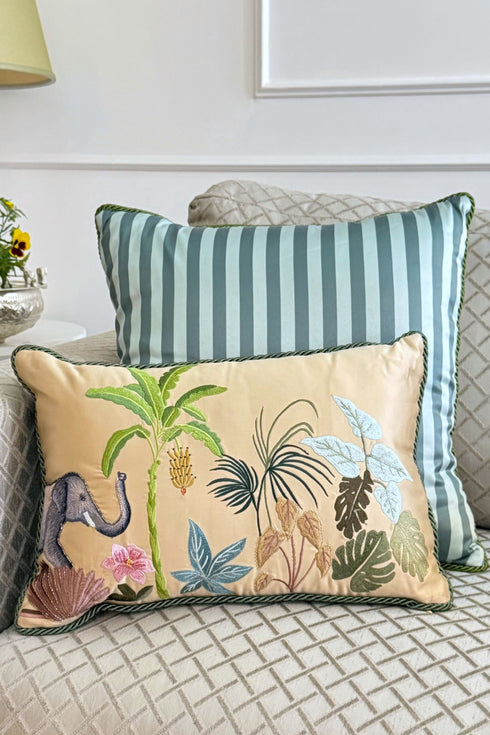 The Savannah Tusker | Embroidered Cushion Cover