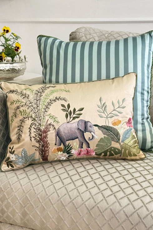 The Savannah Elephant | Embroidered Cushion Cover