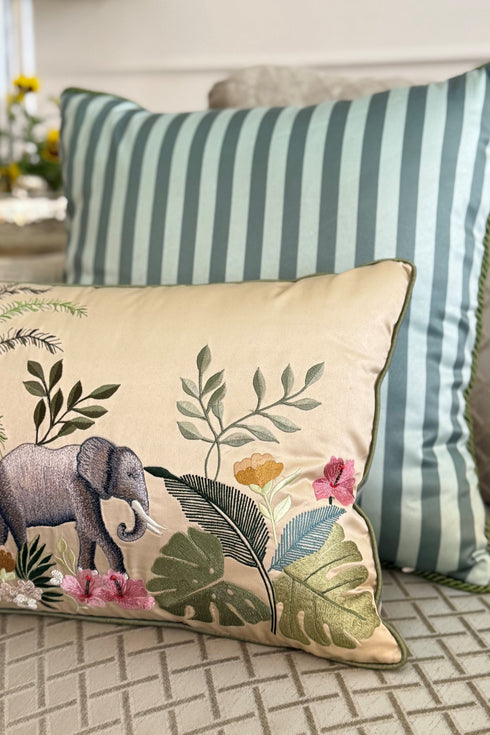 The Savannah Elephant | Embroidered Cushion Cover