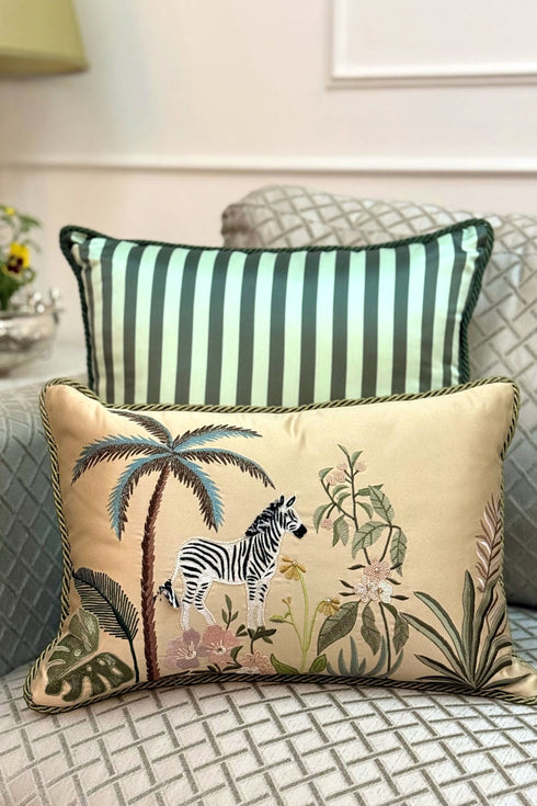 The Savannah Zebra | Embroidered Cushion Cover